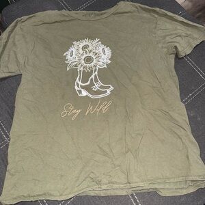 Olive Green Graphic Tee - Stay Wild